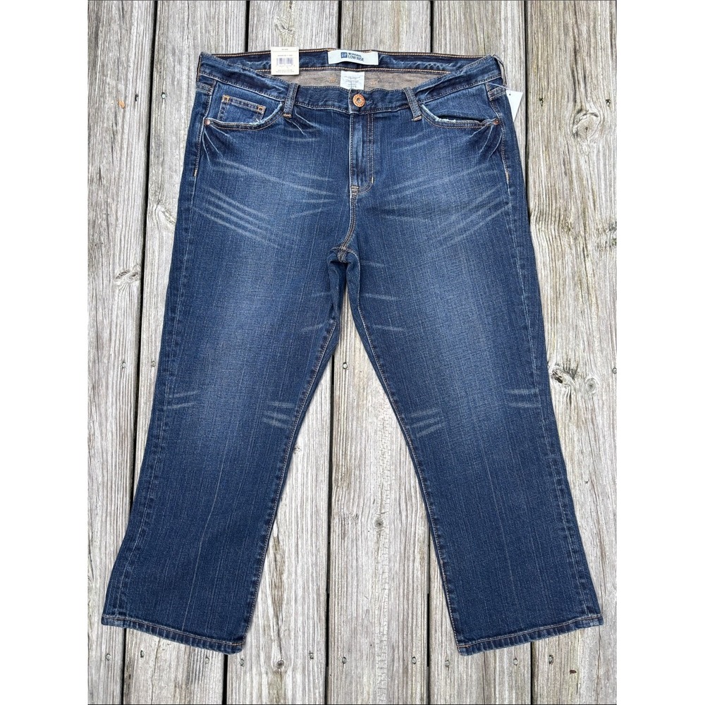GAP Original VTG Y2K Low Rise Crop Jeans Dk Wash Stretch Women's Size 14R NWT